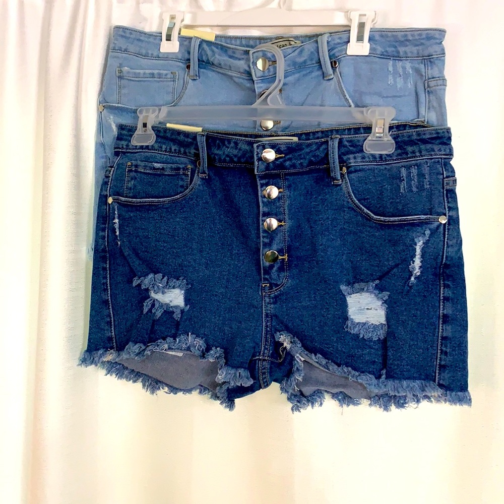 2 Nwt American Bazi 1X Denim Jogger Shorts